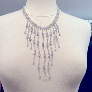Crystals Silver Tone Special Occasion Necklace